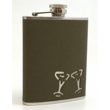 6 oz. Stainless Steel Flask in Green with Martini Glass Design.